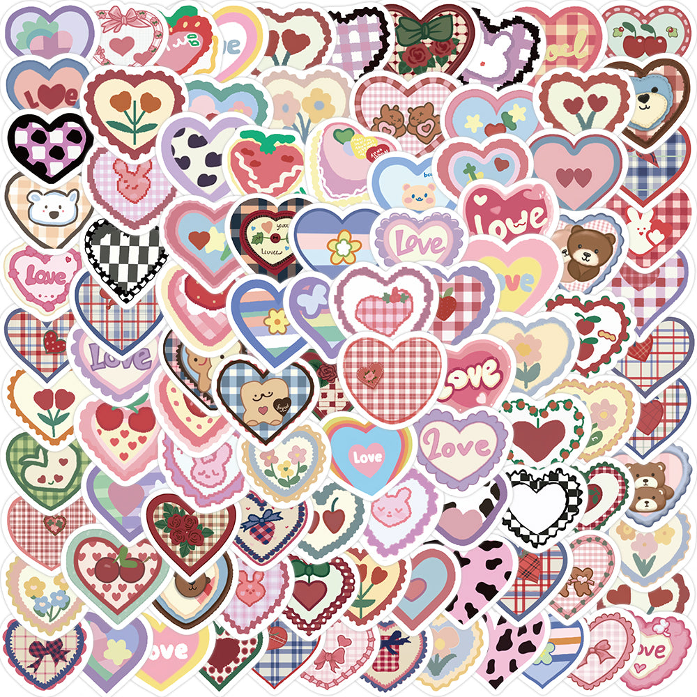 100pcs Colorful Love Heart Cartoon Stickers