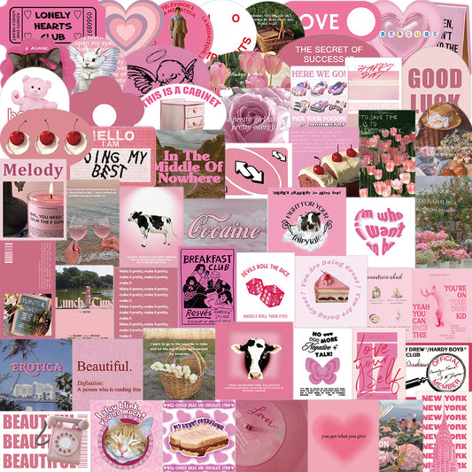 56pcs Pink Style English Words 1 Stickers Good Luck