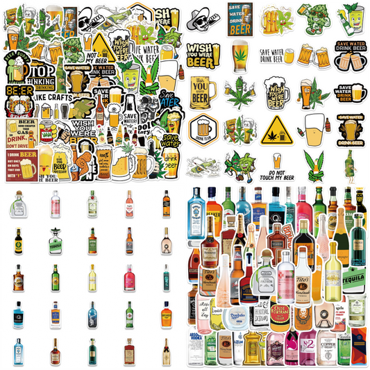 100pcs Wine Beer Stickers