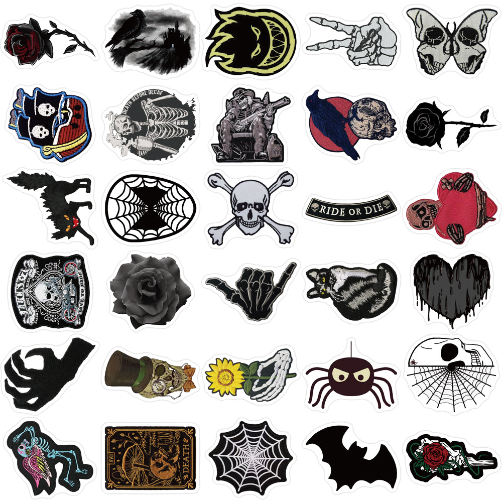 60pcs Dark Skeleton Spider Web Stickers Horrr Style