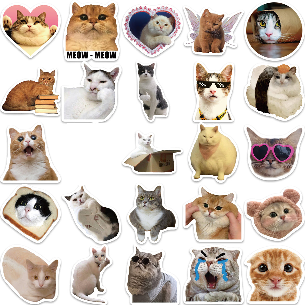 50pcs Cat Emoji Stickers Cute Animals