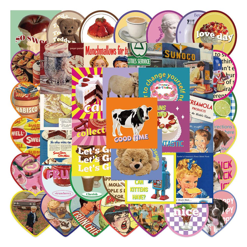 50pcs Retro Sweetheart with Animals Coffee Stickers