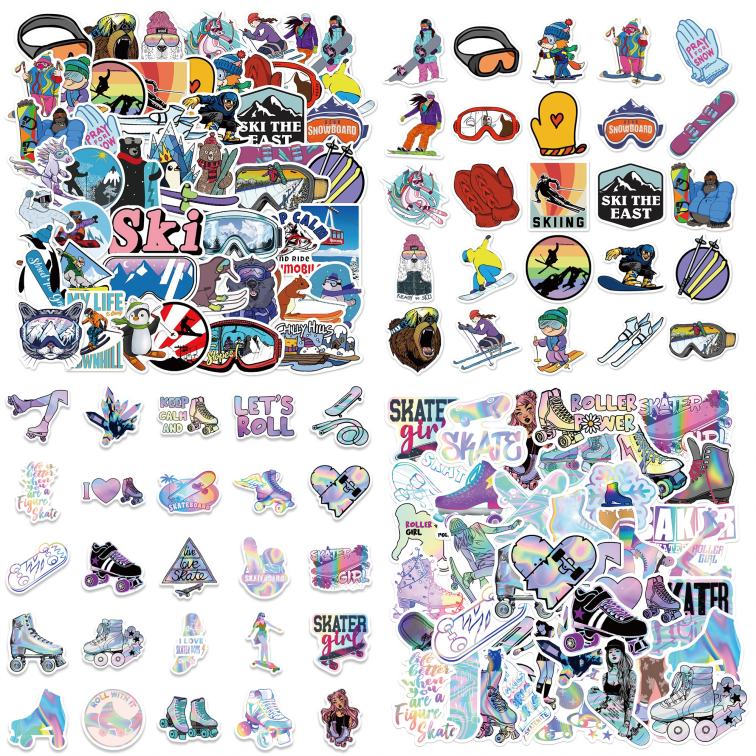 100pcs Skateboard Ski Stickers