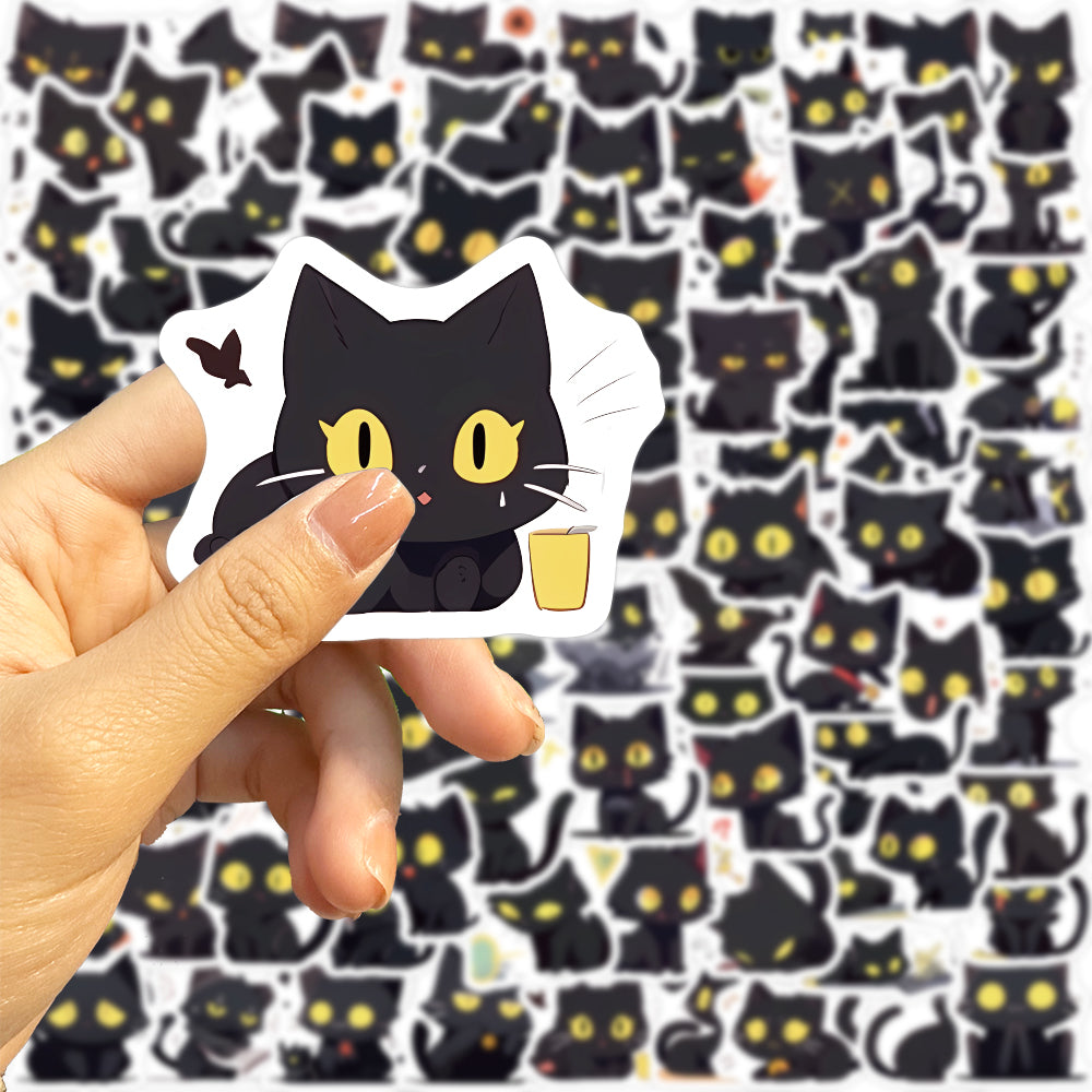 100pcs Black Cat Family Cute Animals Stickers