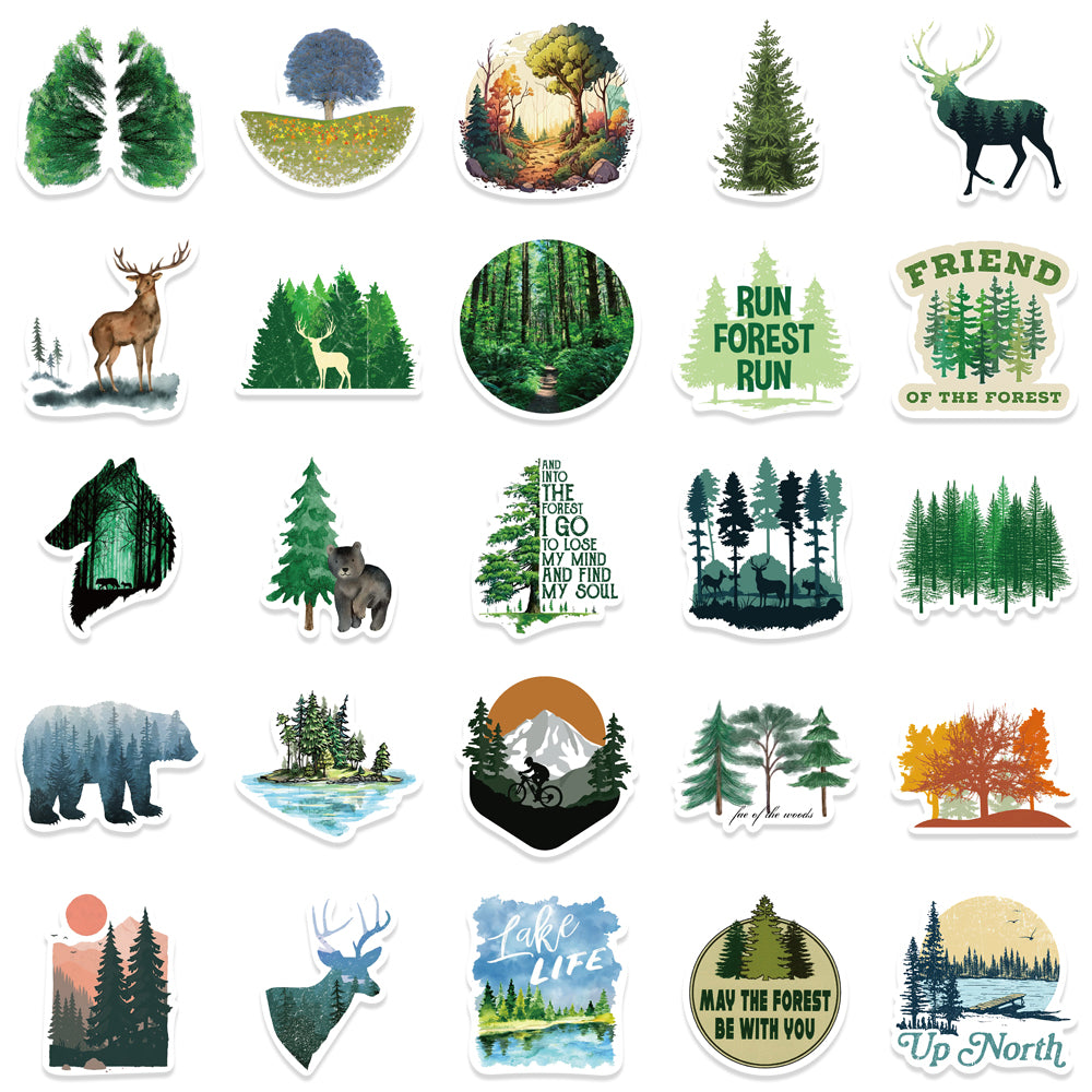 94pcs Green Plants Stickers Forest Lack Life