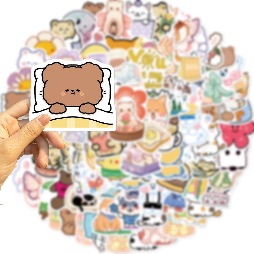 100pcs Cartoon Cute INS Style Animals 5 Stickers