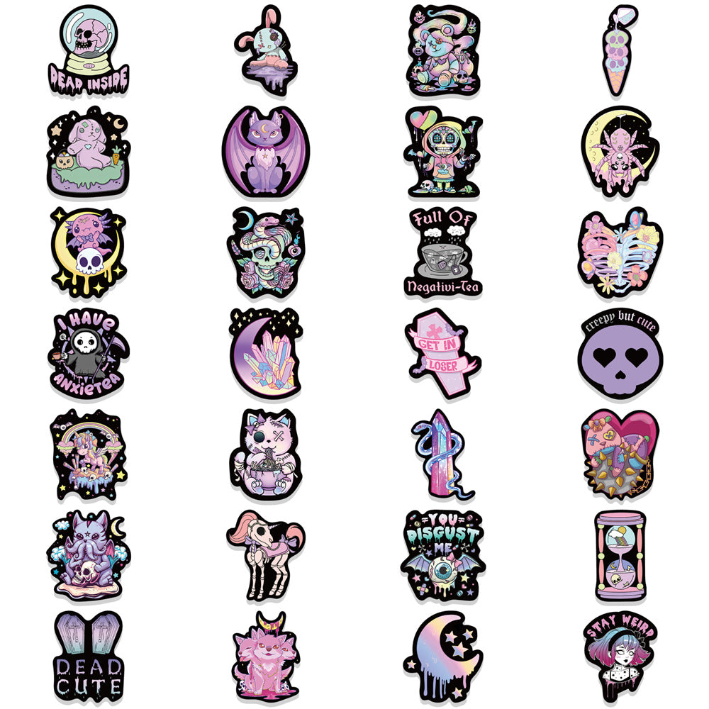 56pcs Purple Gothique Cyberpunk Stickers