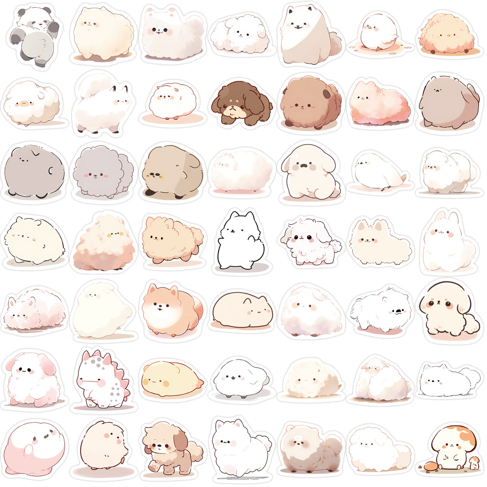 100pcs Cute Animals Fury Cartoon Dogs Stickers