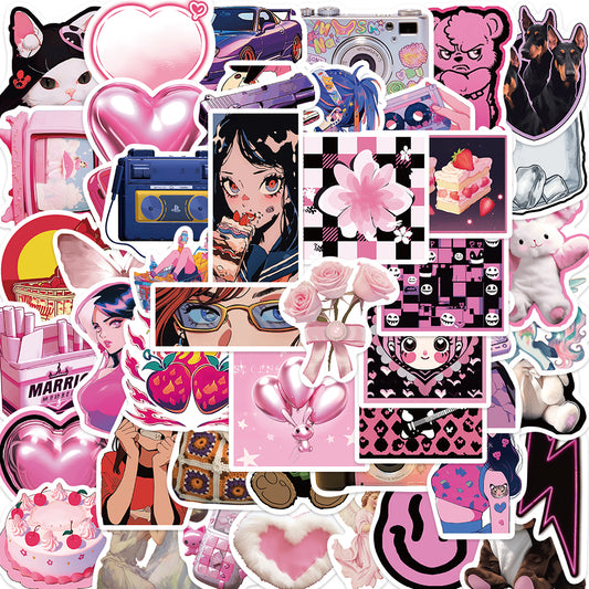 50pcs INS Style Pink Y2K Girls Stickers