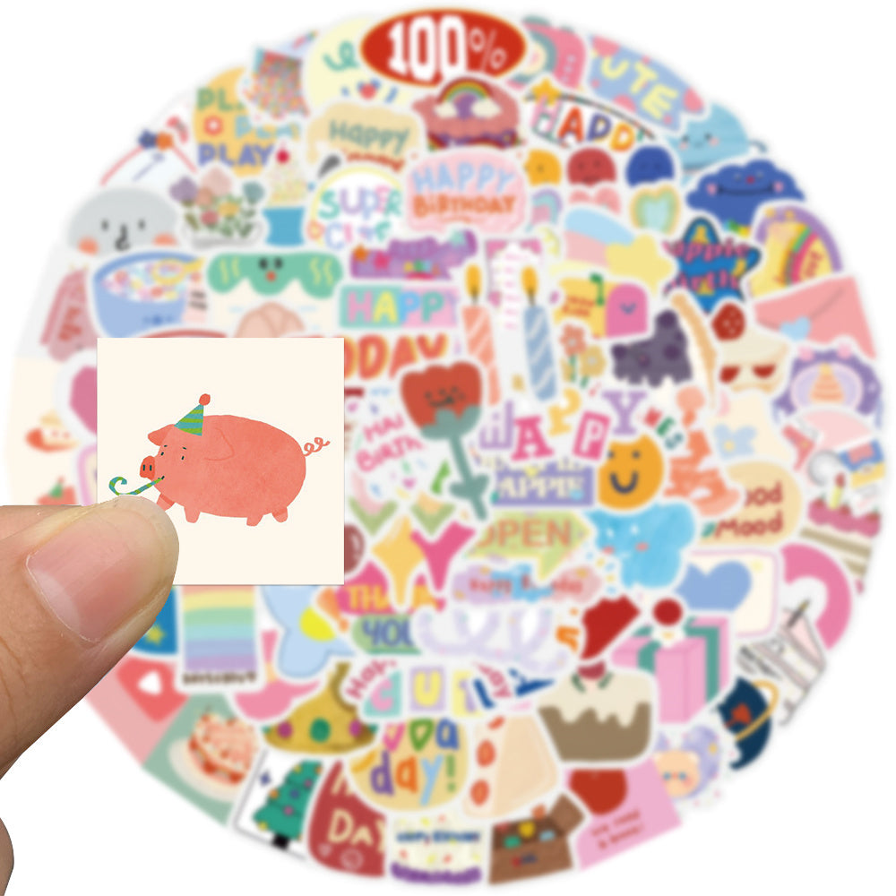 90pcs Happy Birthday Kids Cartoon Decor Stickers