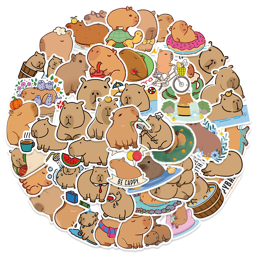 50pcs Capybara Stickers Cute Animals