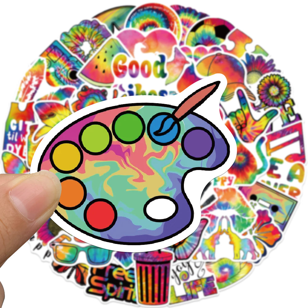 50pcs Rainbow Colors 1 Stickers Colorful Trippy Style