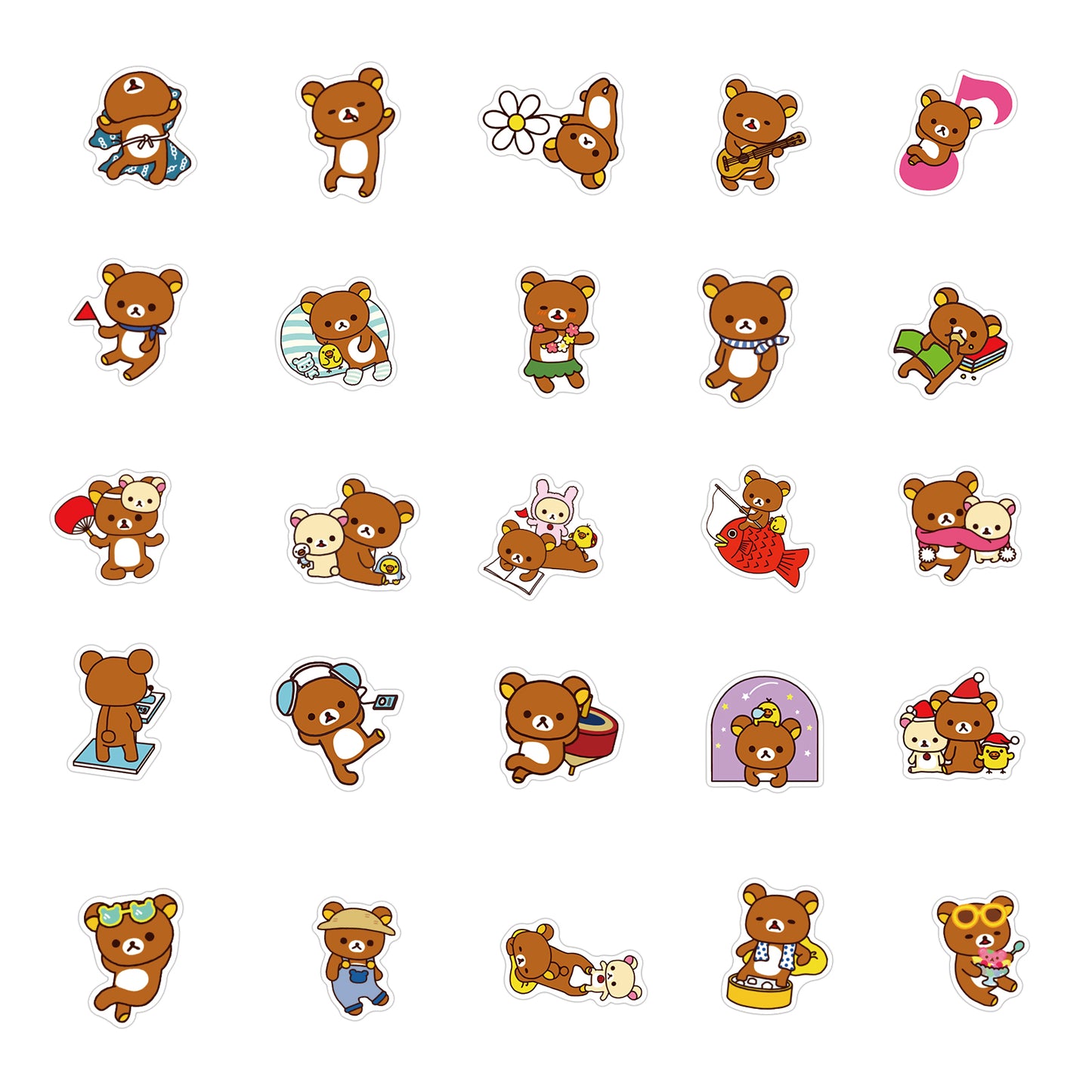 100pcs Line Brown Bear Stickers