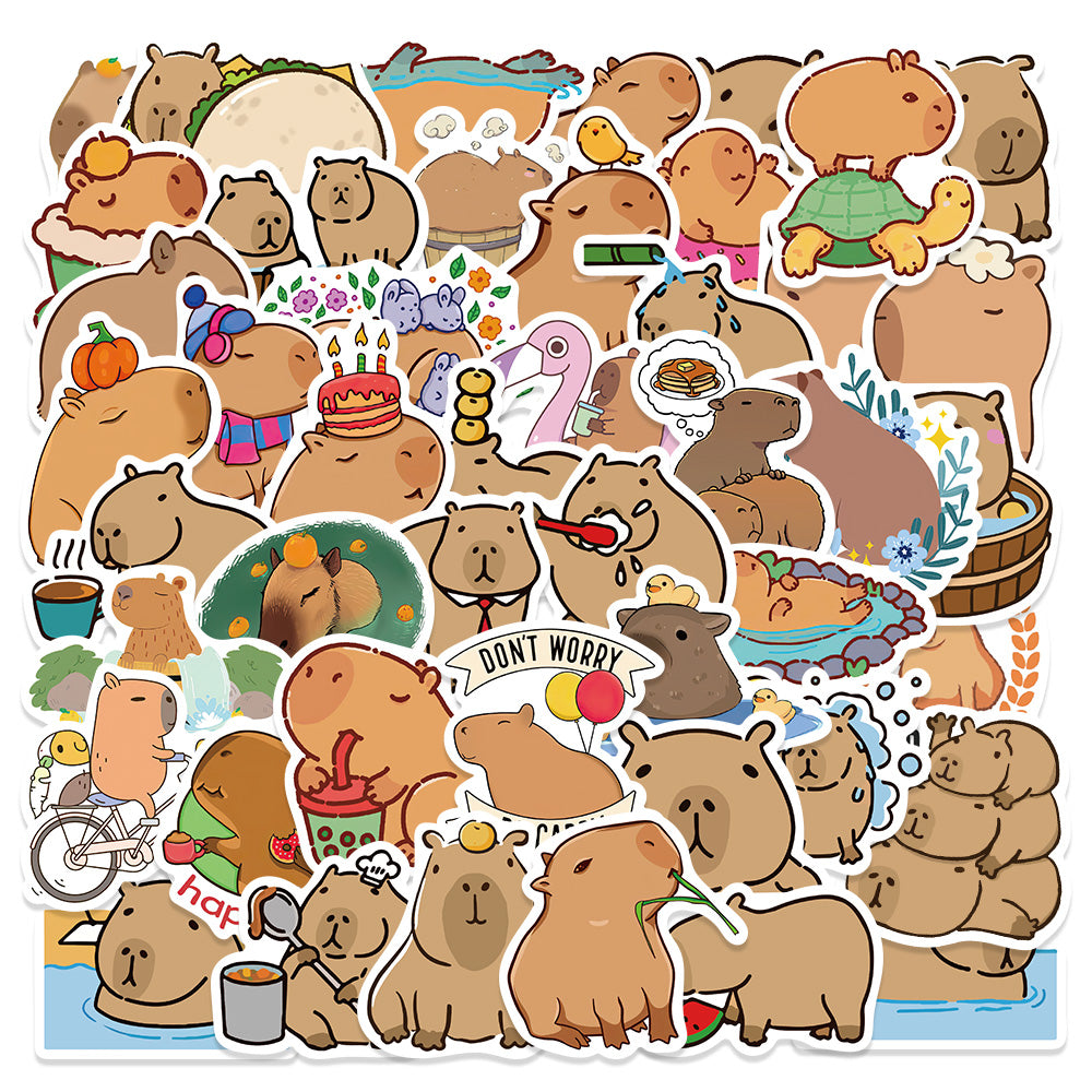 50pcs Capybara Stickers Cute Animals