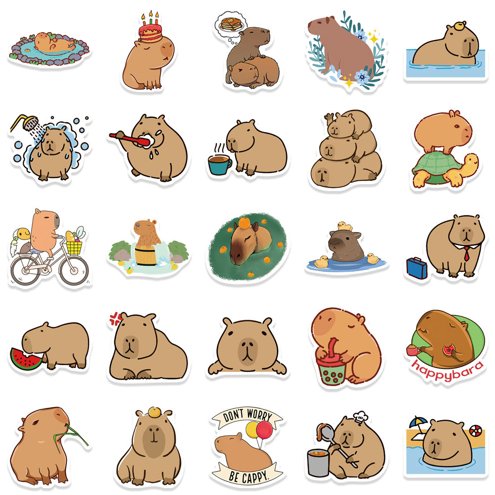 50pcs Capybara Stickers Cute Animals