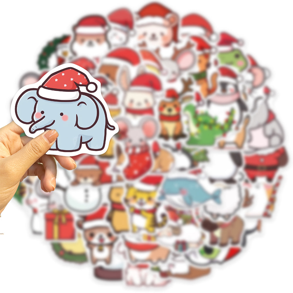 50pcs Christmas Animals Santa Gift Stickers