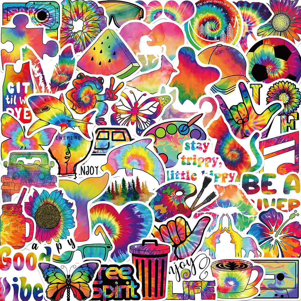 50pcs Rainbow Colors 1 Stickers Colorful Trippy Style