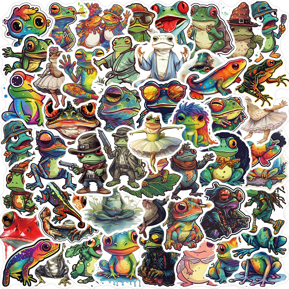 51pcs Colorful Trippy Frogs Animals Stickers