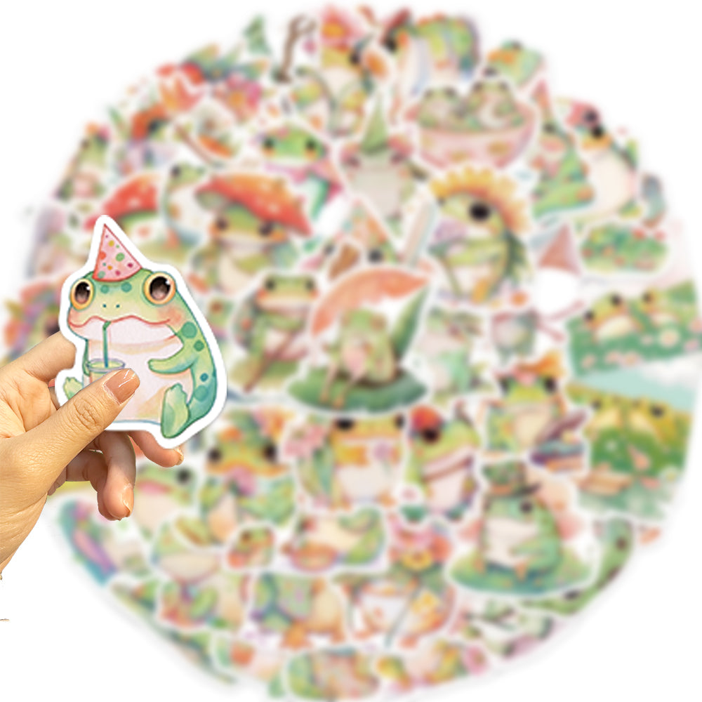 50pcs Colorful Juice Fat Frog Cute Animals Stickers