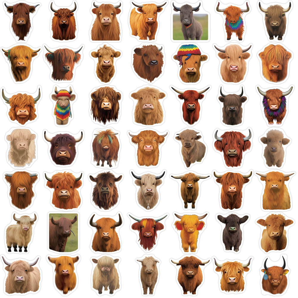 52pcs AI Painting Yak Animals Stickers