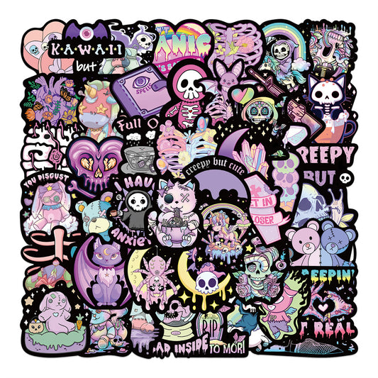 56pcs Purple Gothique Cyberpunk Stickers