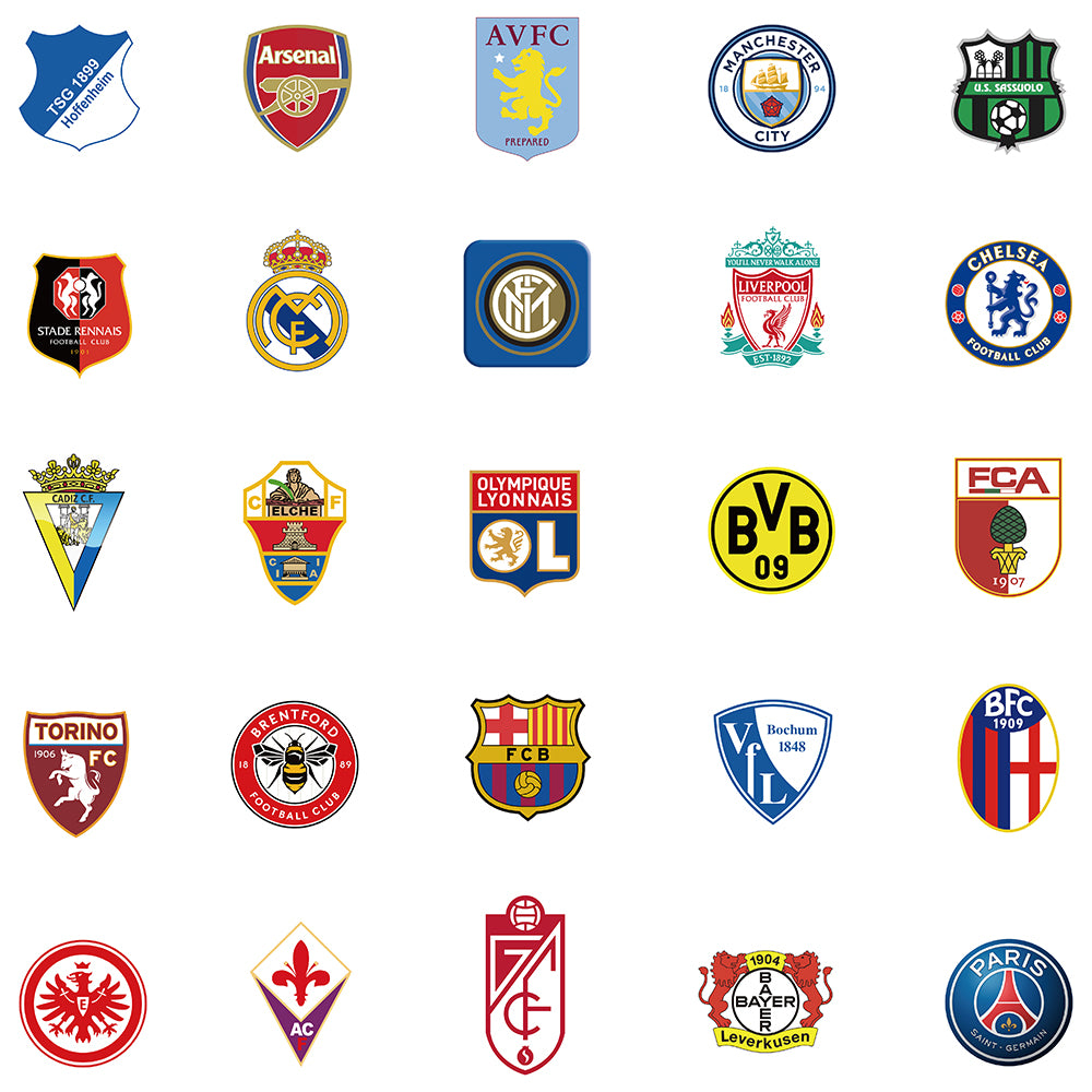 50pcs Soccer Logo Stickers