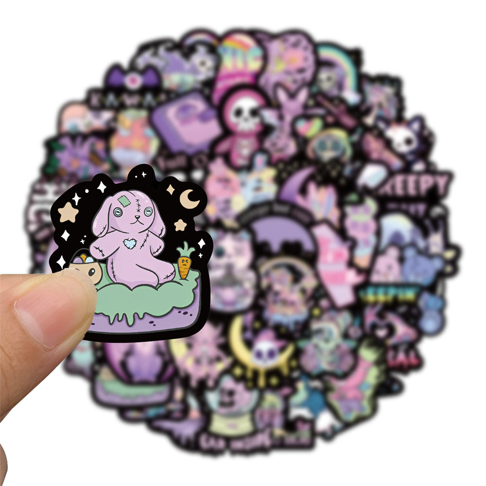 56pcs Purple Gothique Cyberpunk Stickers