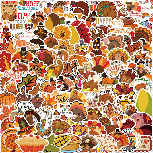 100pcs Thanksgiving Day Turkey Stickers