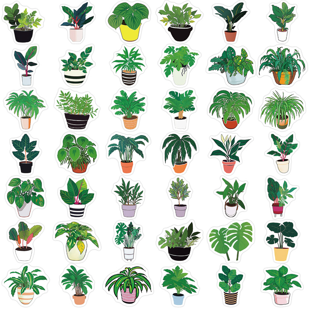 89pcs Green Plants Leaf Plants Pots Stickers