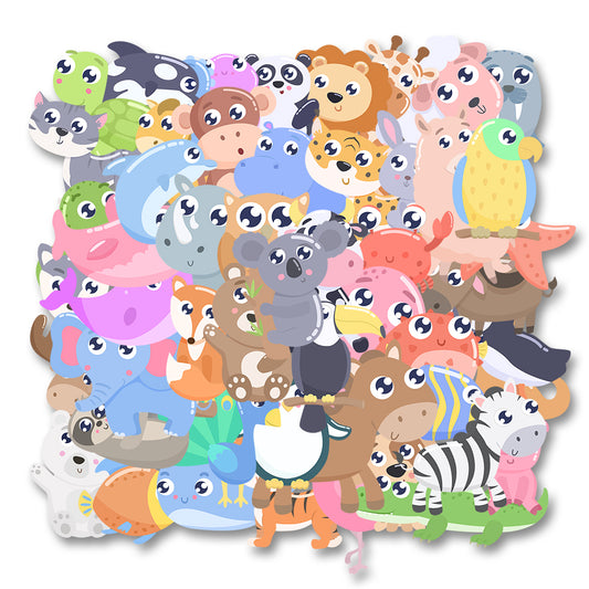 52pcs Cartoon Kids Animals Stickers Sheep Whales