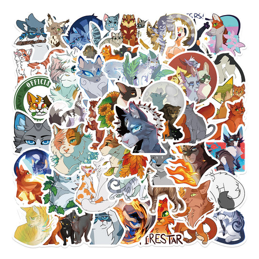 52pcs Warriors Cool Cartoon Cats Stickers