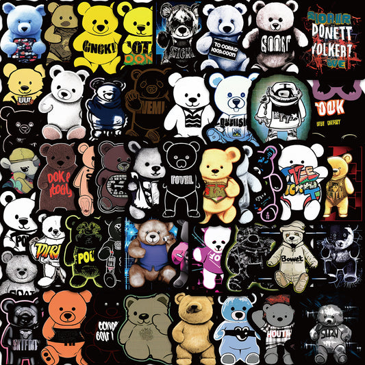 50pcs Tide Bear Fashion Brand Doll Stickers