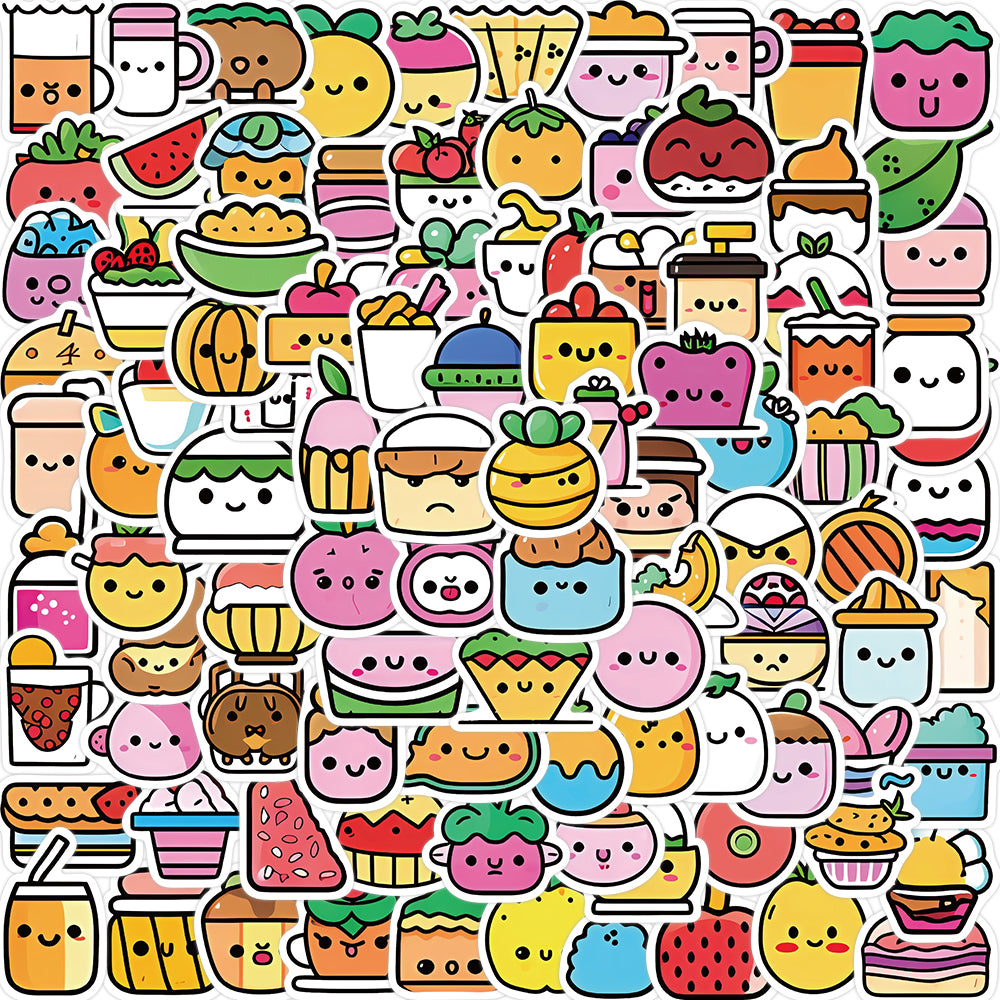 100pcs Cartoon Gourmet Fruit Drink Food Stickers