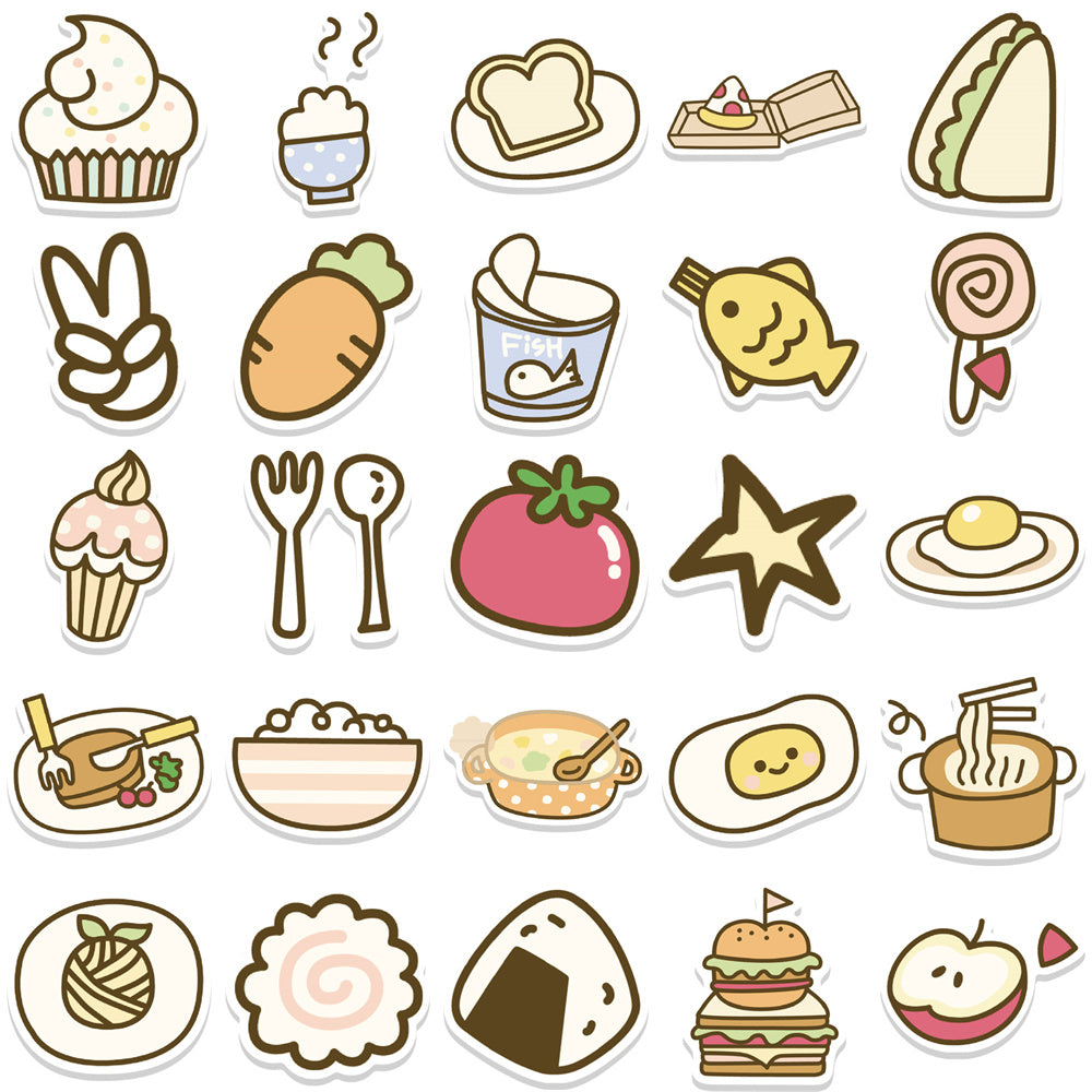 100pcs Cute Snack Stickers Food Drink Kawaii Small Desserts