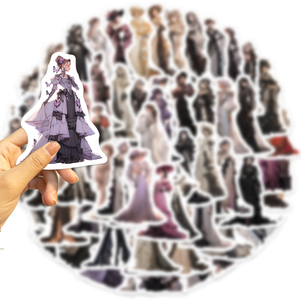 60pcs Gown Anime Aristocratic Girl Stickers