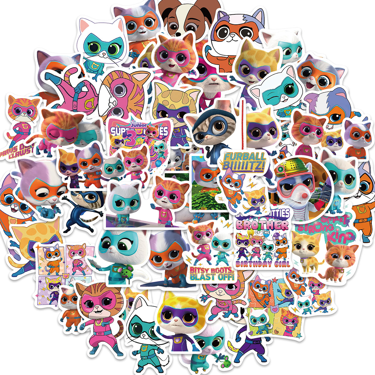 50pcs Disney Junior SuperKitties Stickers Cute Cartoon Animals Cats