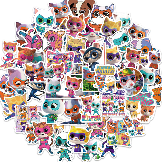 50pcs Disney Junior SuperKitties Stickers Cute Cartoon Animals Cats