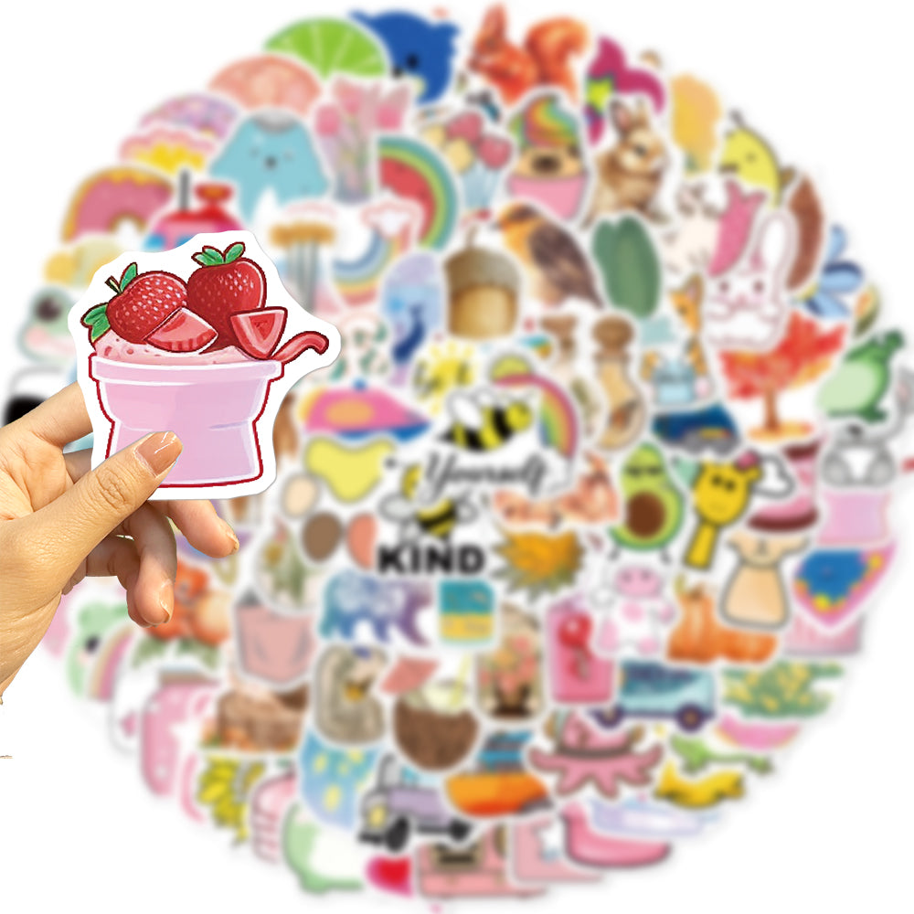 100pcs Cartoon Cute INS Style Animals 6 Stickers