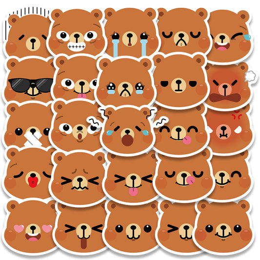 25pcs Bears Emoji Stickers Cute Cartoon Animals Waterproof Phone