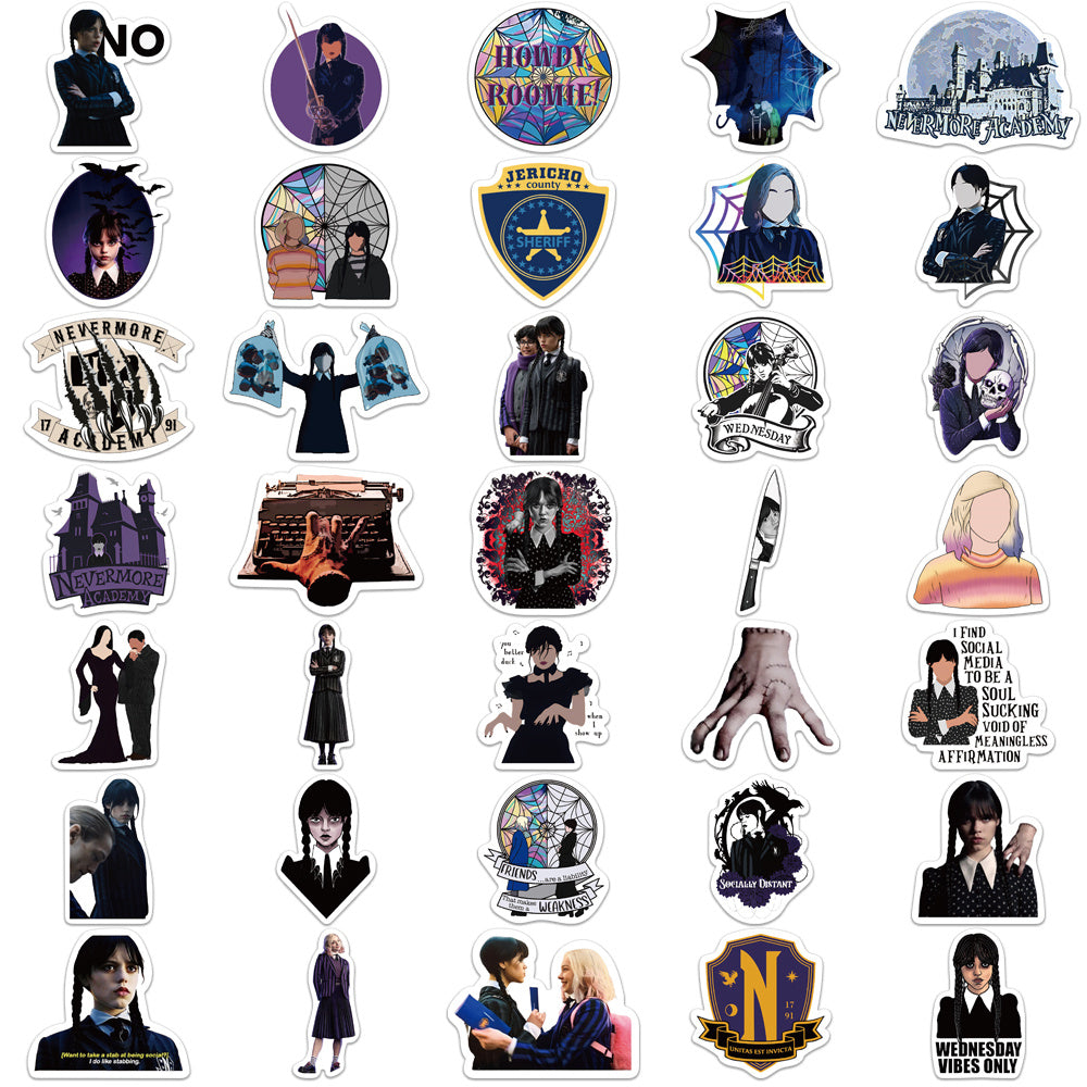 70pcs Wednesday Addams 1 Stickers TV Shows