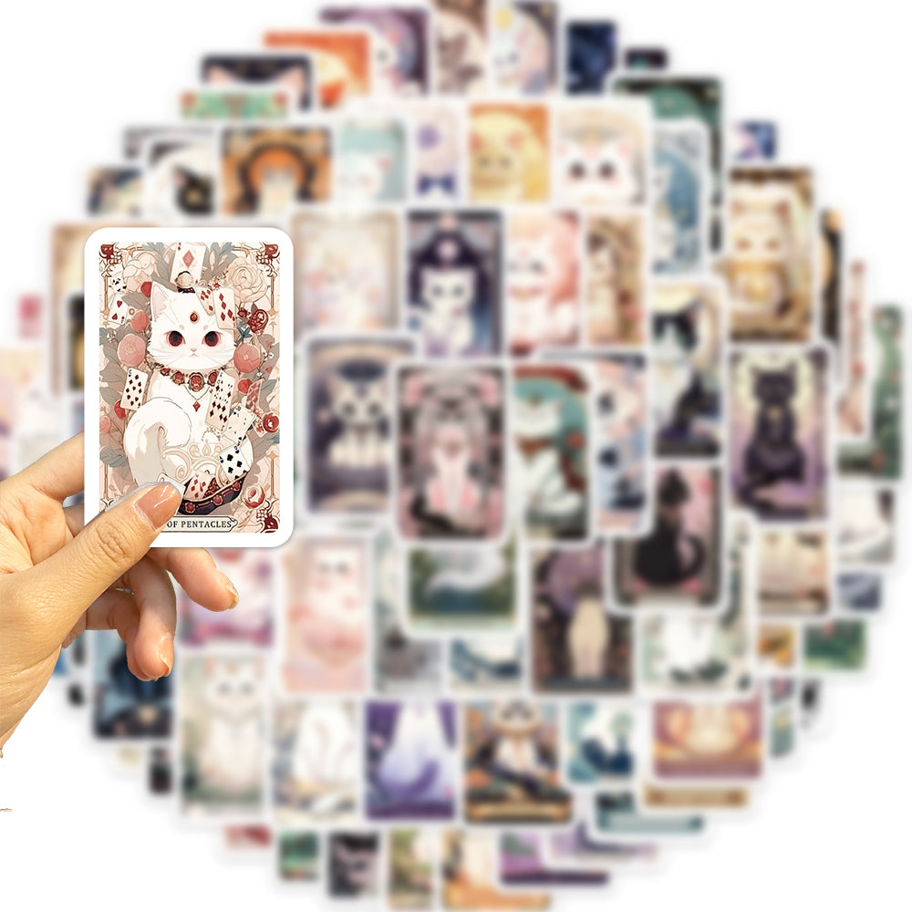 78pcs Cartoon Cat Tarot Cards Cute Animals Stickers