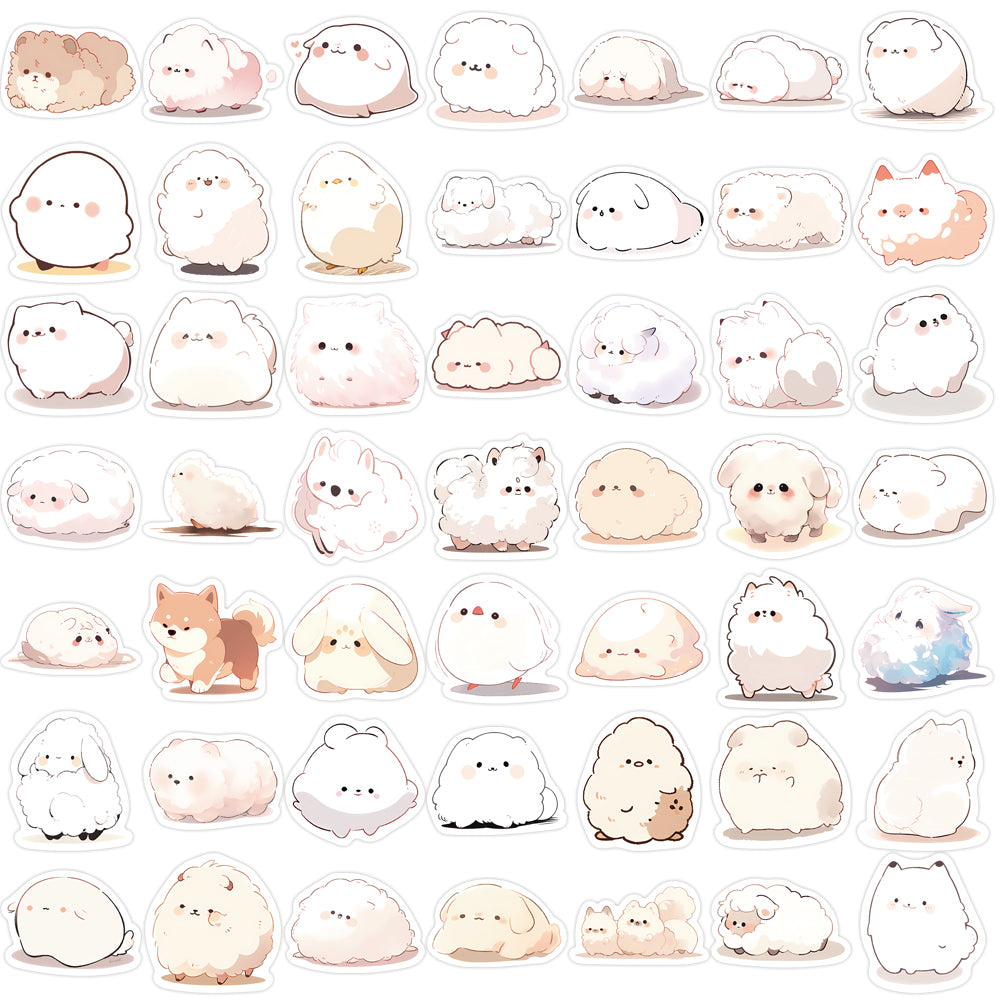 100pcs Cute Animals Fury Cartoon Dogs Stickers