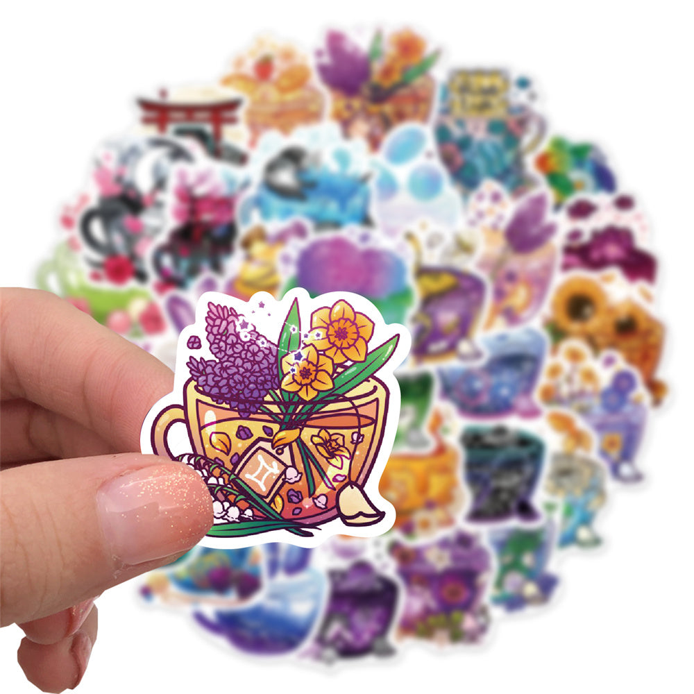 49pcs Flower Cups Cartoon Crystal Stickers