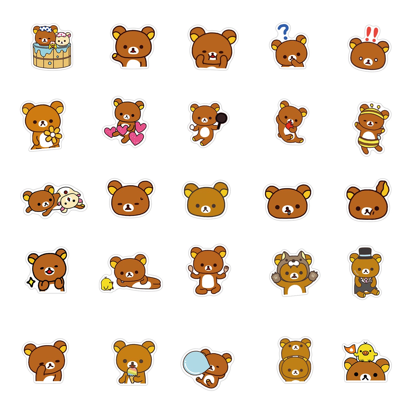 100pcs Line Brown Bear Stickers