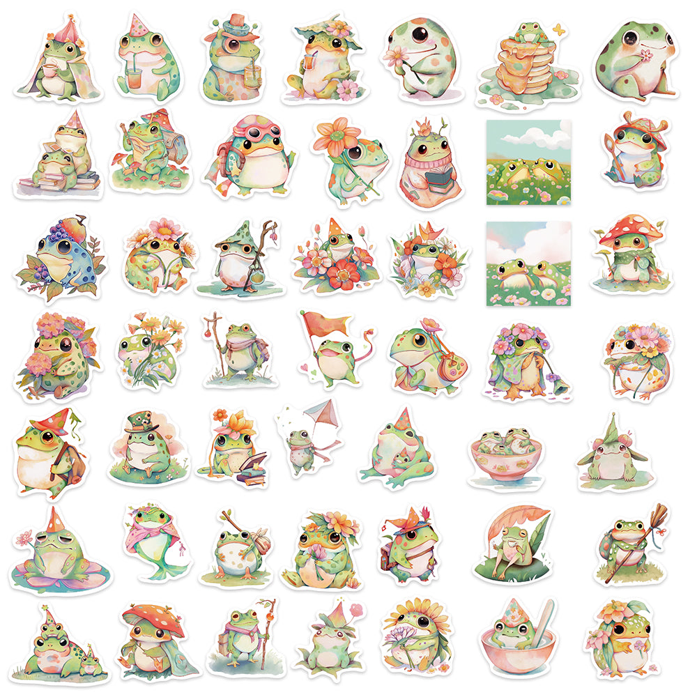 50pcs Colorful Juice Fat Frog Cute Animals Stickers