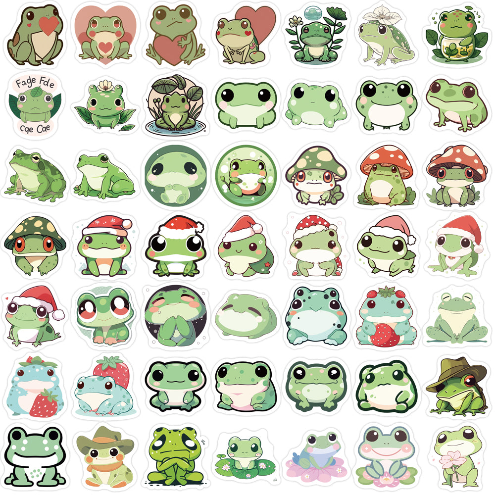 100pcs Green Cute Frogs Cartoon Animals Stickers