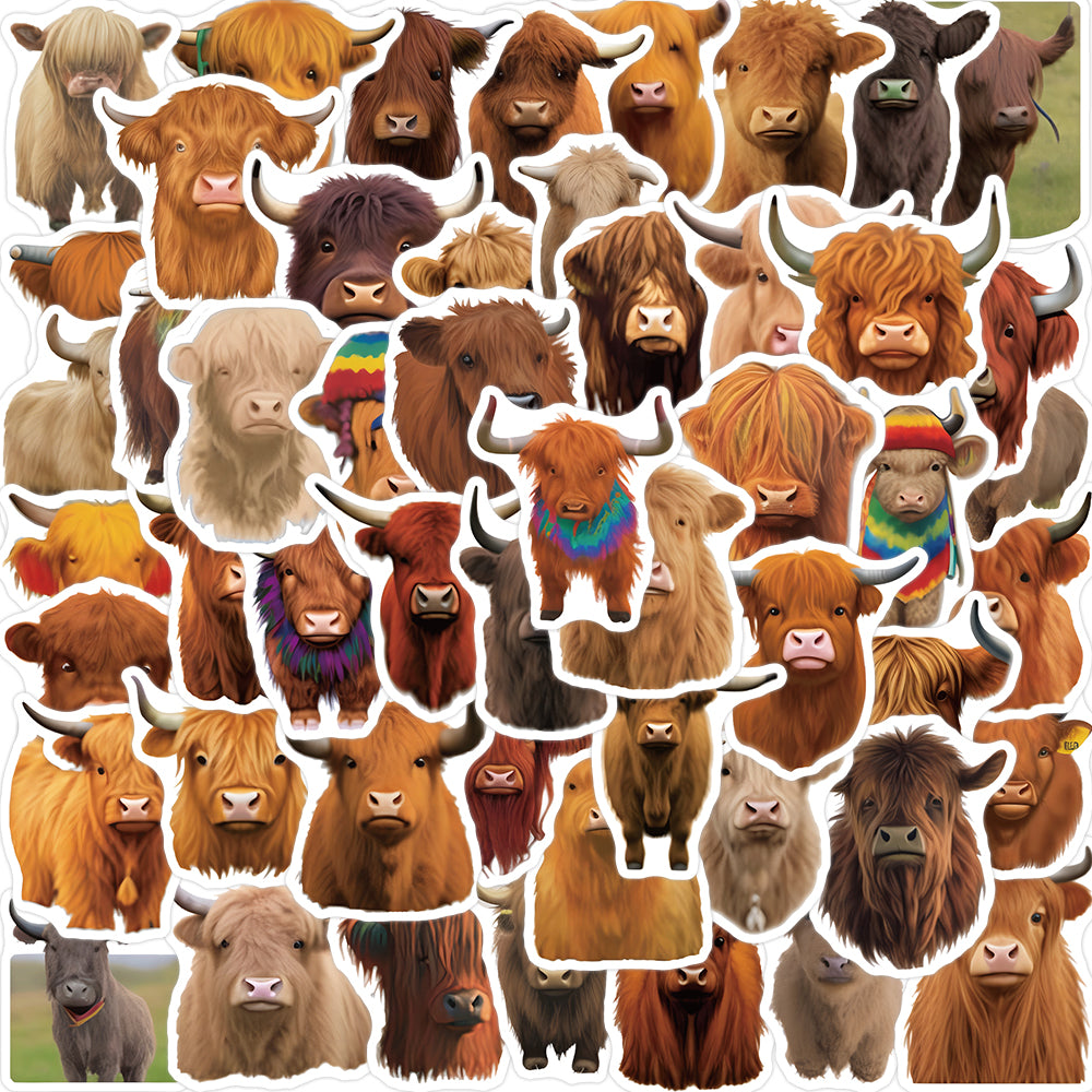 52pcs AI Painting Yak Animals Stickers