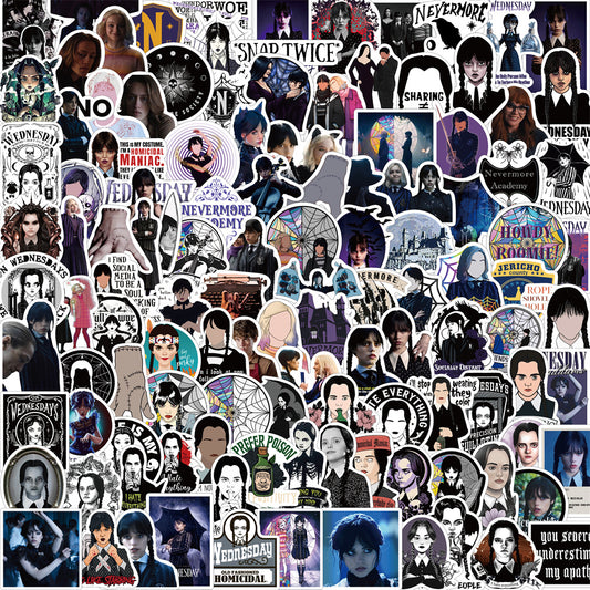 120pcs Wednesday Addams Stickers TV Show The Addams Family