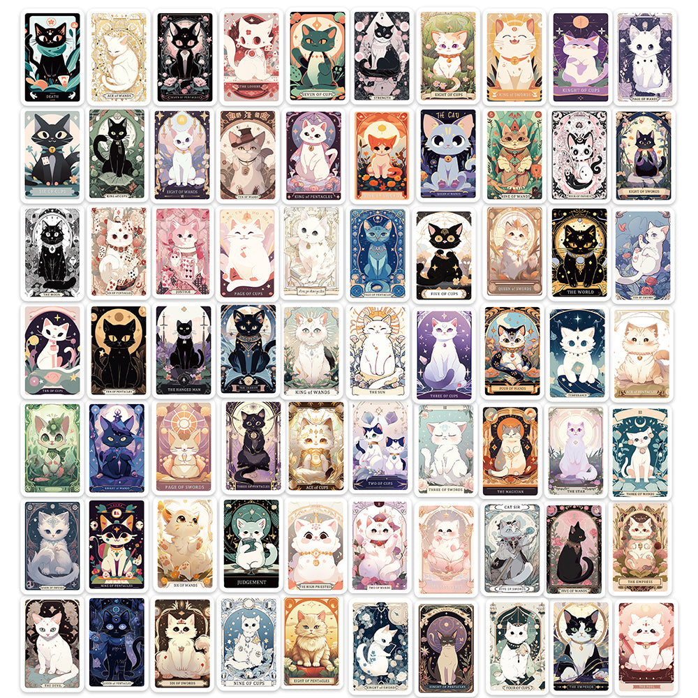 78pcs Cartoon Cat Tarot Cards Cute Animals Stickers