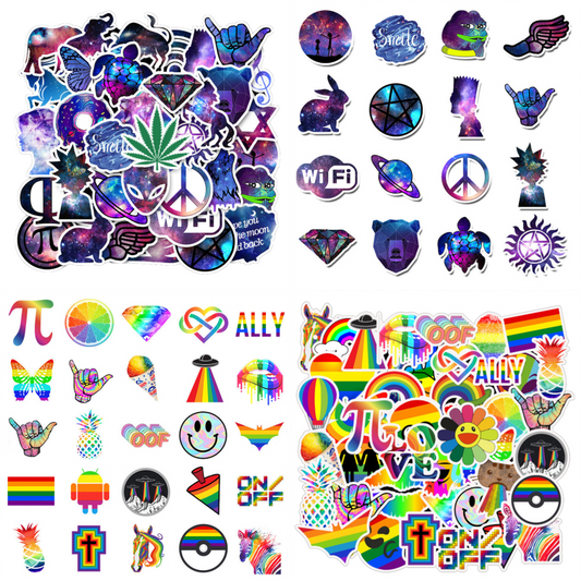 85pcs Galaxy & Rainbow Style Stickers